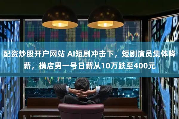 配资炒股开户网站 AI短剧冲击下，短剧演员集体降薪，横店男一号日薪从10万跌至400元